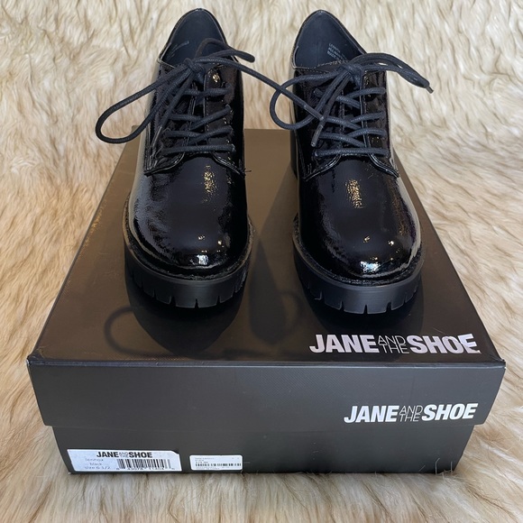 JANE AND THE SHOE | Black Lennox Platform Oxford Women New In Box - Picture 4 of 9